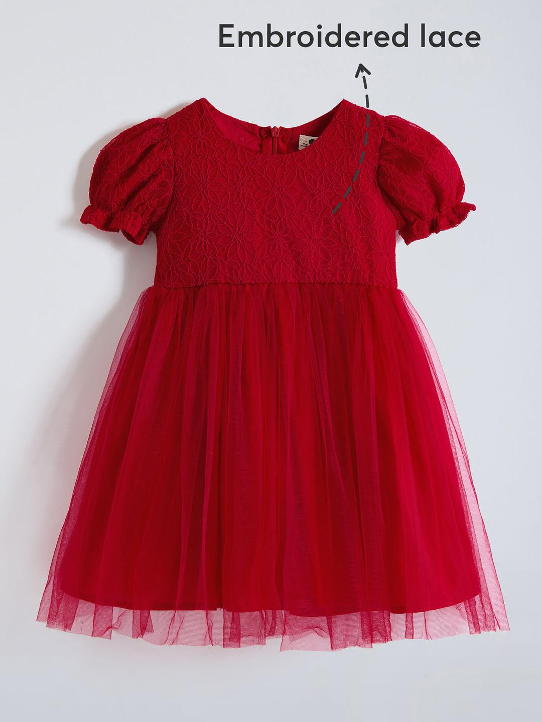 Floral Embroidered Tulle Party Dress