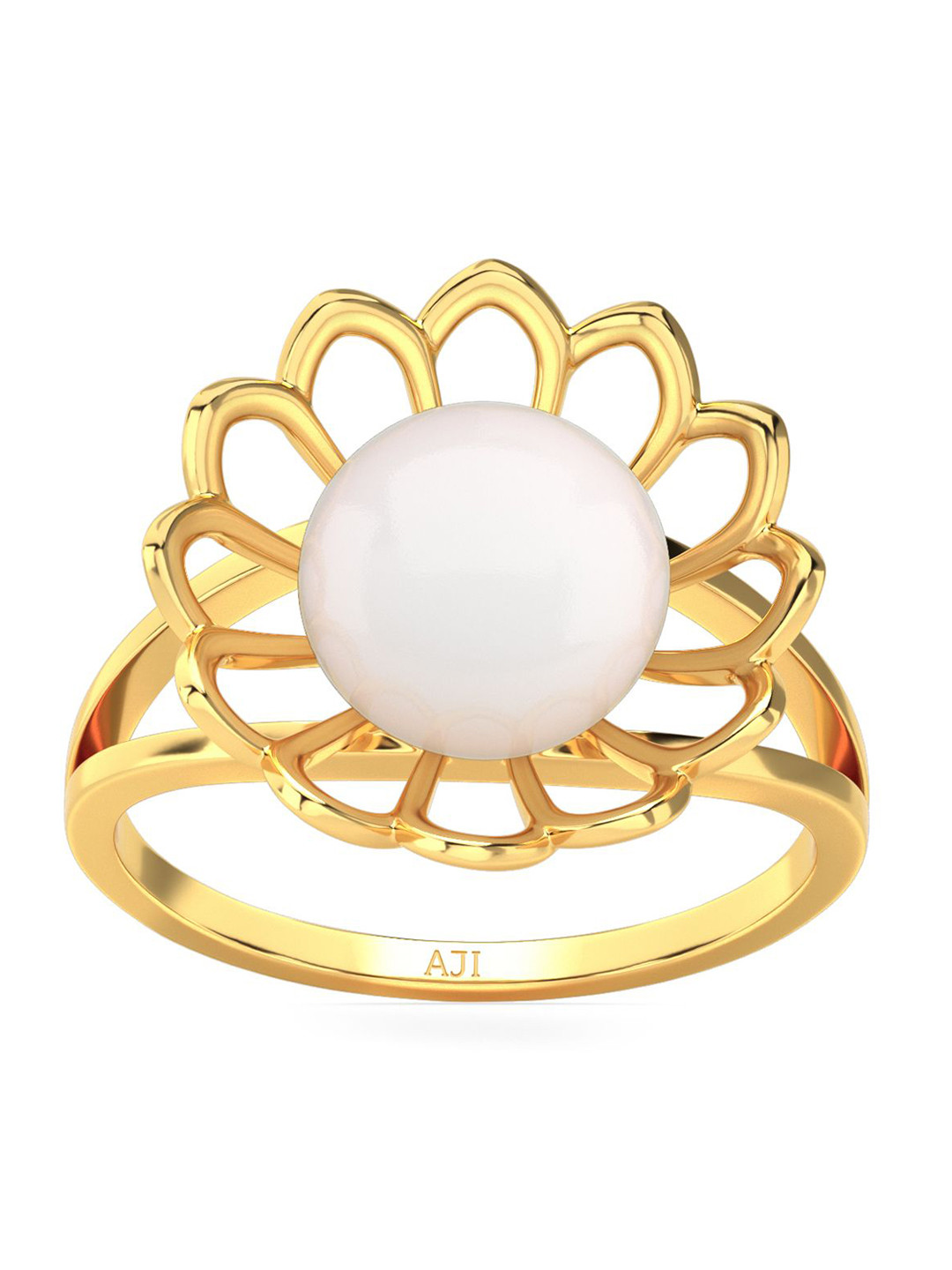 Joyalukkas Women 22KT Pearl Sunflower Gold Ring -5.361 g