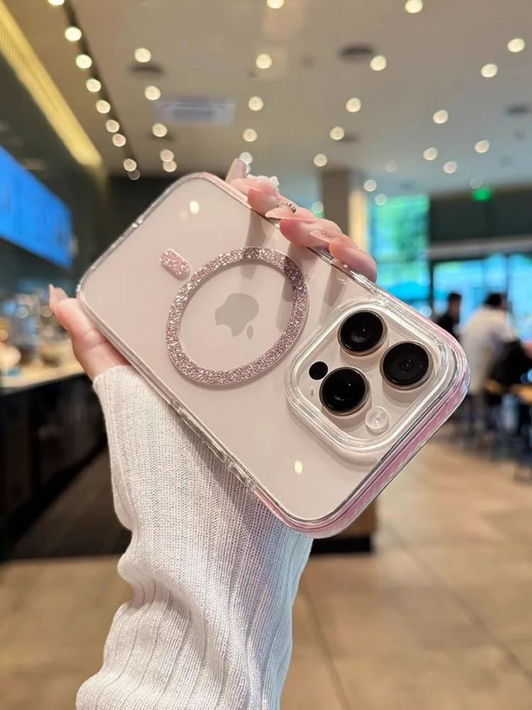 CASE CREATION Glitter Magsafe Printed iPhone 15 Pro Max Silicone Back Case