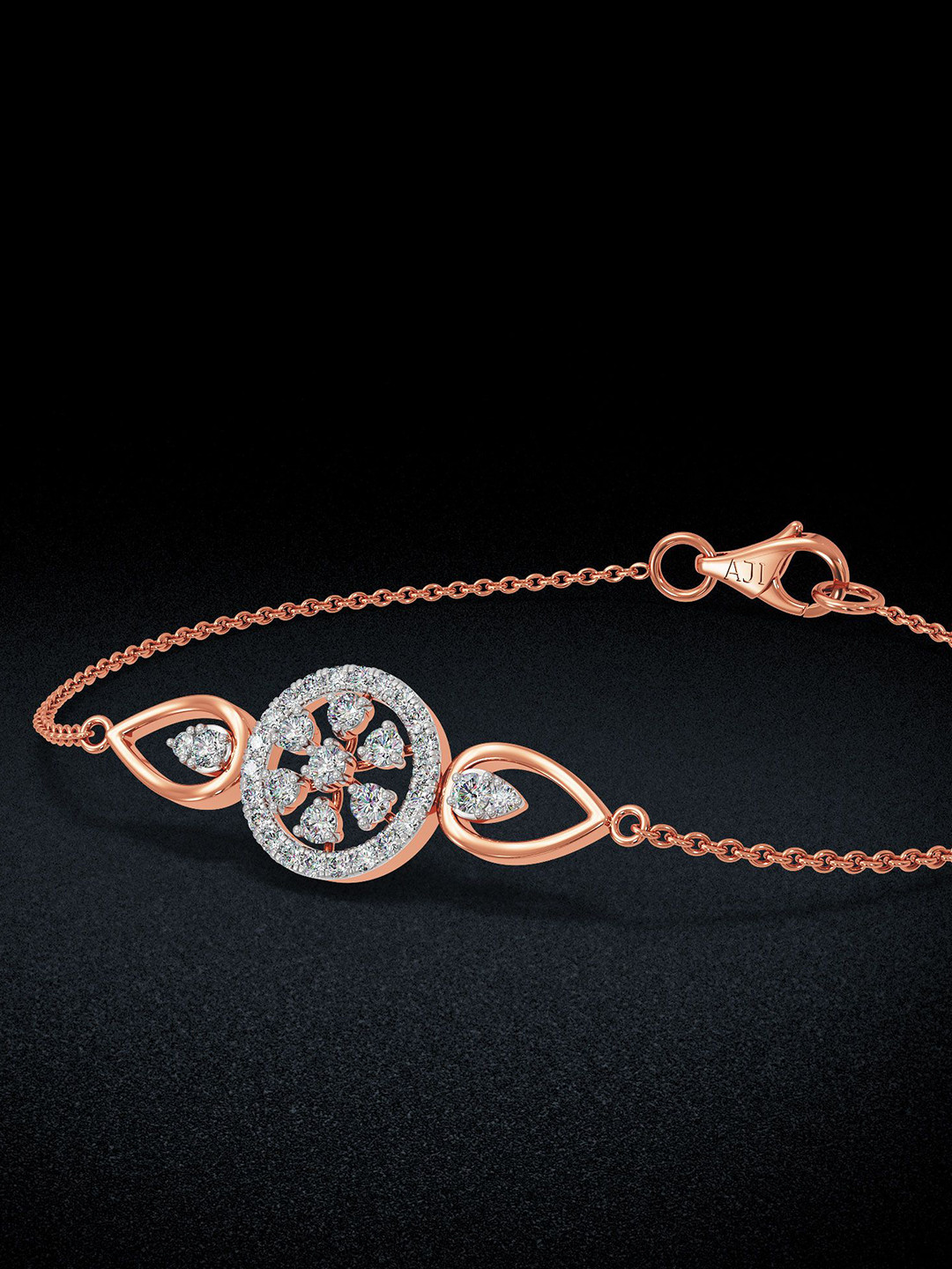 Joyalukkas 18 Kt Glistenize Inspired Rose Gold Diamond Studded Bracelet -3.08gms