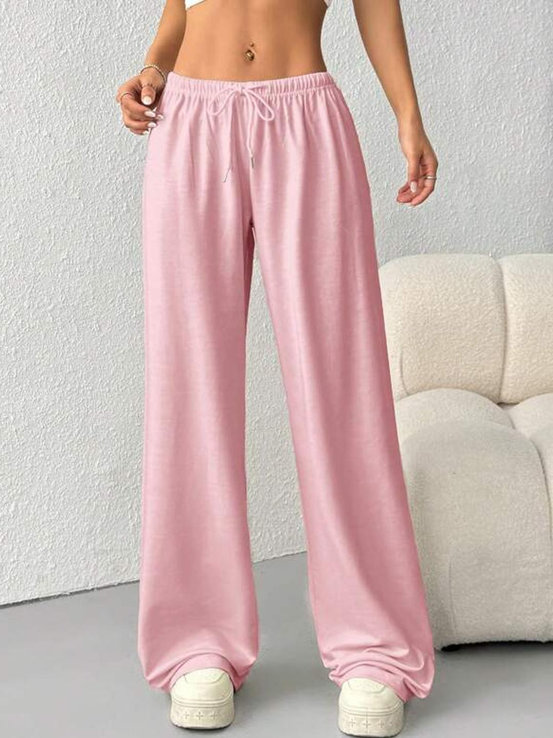 SZN Women Relaxed Fit Pink Korean Pants