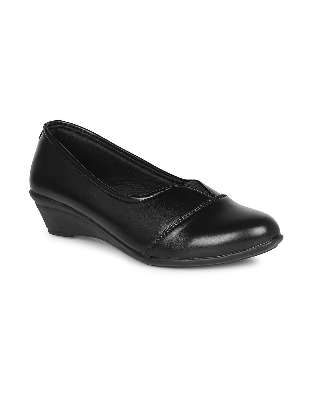 STYLE BUY STYLE Women Black Leather Synthetic Sole Formal Slip-On Shoe-Style Sandals