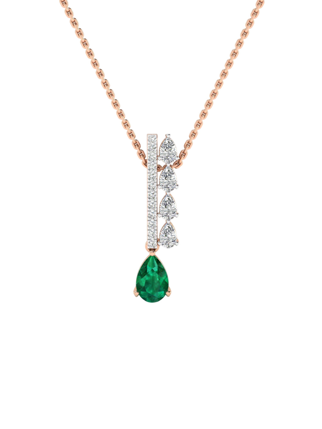 SHINE ETERNAL 14K Rose Gold Lab Grown Diamond Emerald Scarlet Grace Pendant-1.2g