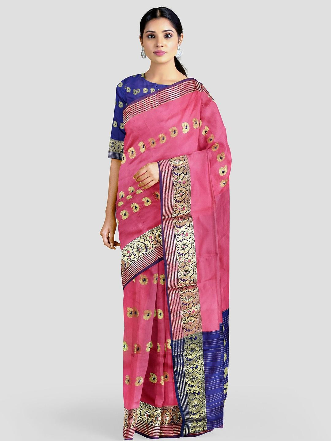 Ruhabs Orange Woven Kanjivaram  Saree