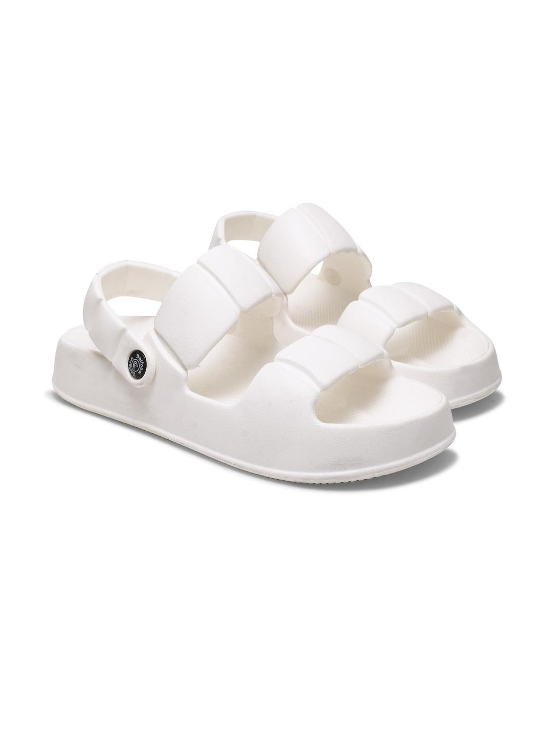 SZN Women White Rubber Back Strap Slip On Clogs With EVA Sole