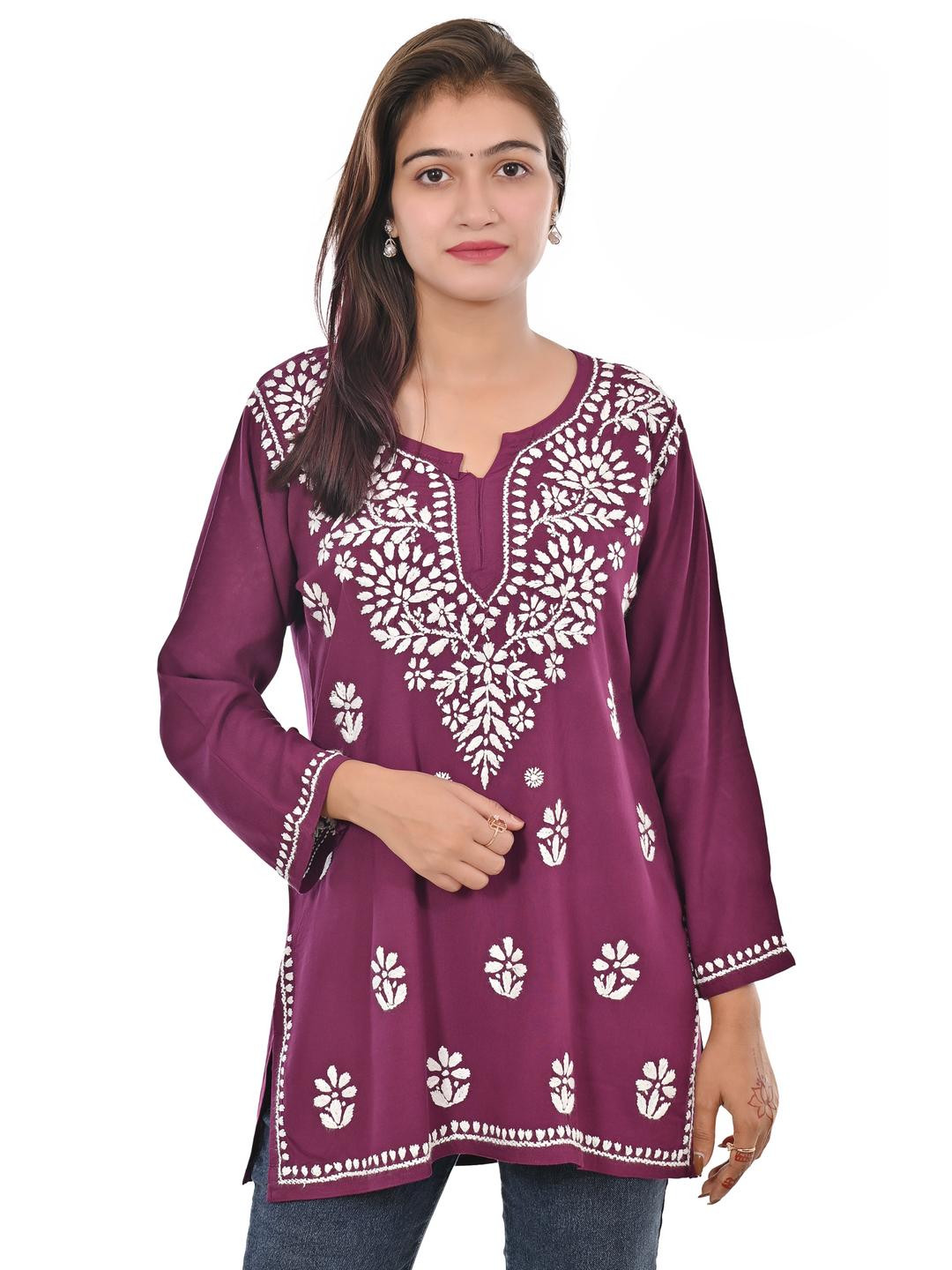 MALABIS Women Embroidered Short Chikankari  Top