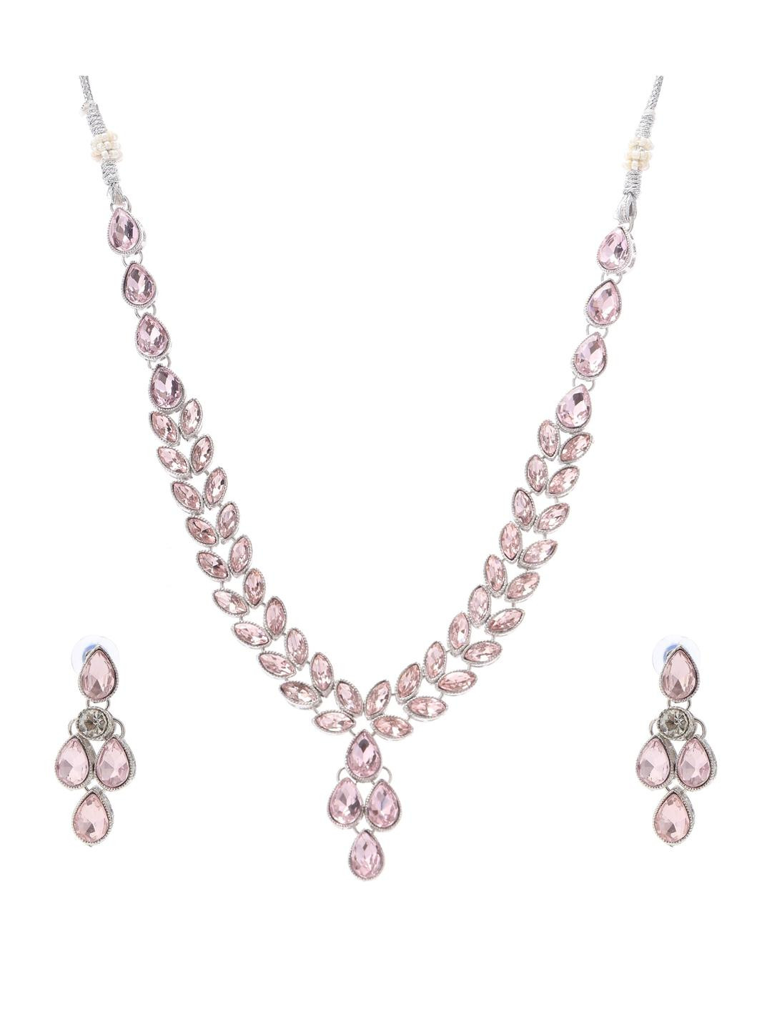EIT Collection Women Peach Silver-Plated Artificial Stones Trendy Jewellery Set