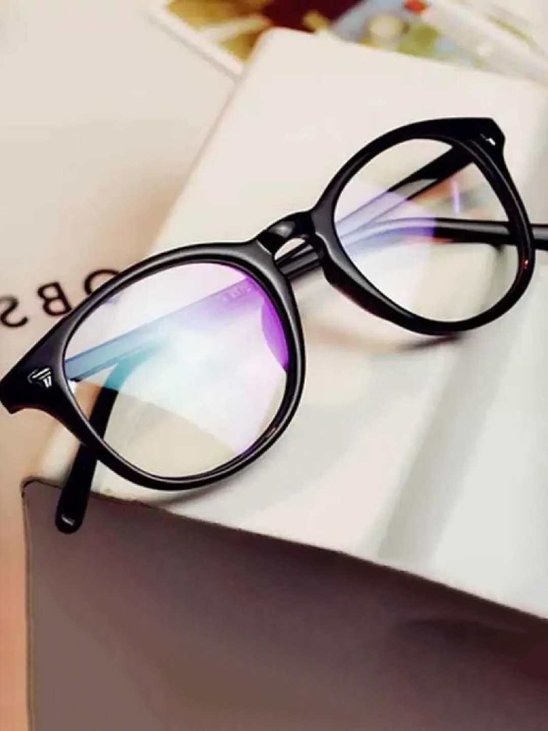 SPADEACES Unisex Solid Round Plastic Full Rim Oval Frame