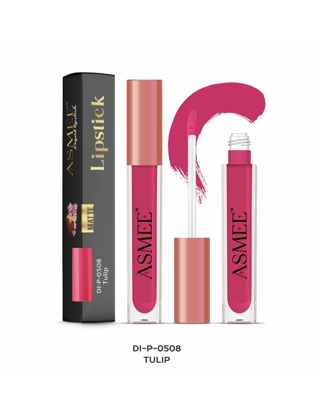 ASMEE Long Lasting Matte Liquid Lipstick With Vitamin E - 4 ml - Tulip DI-P-0508