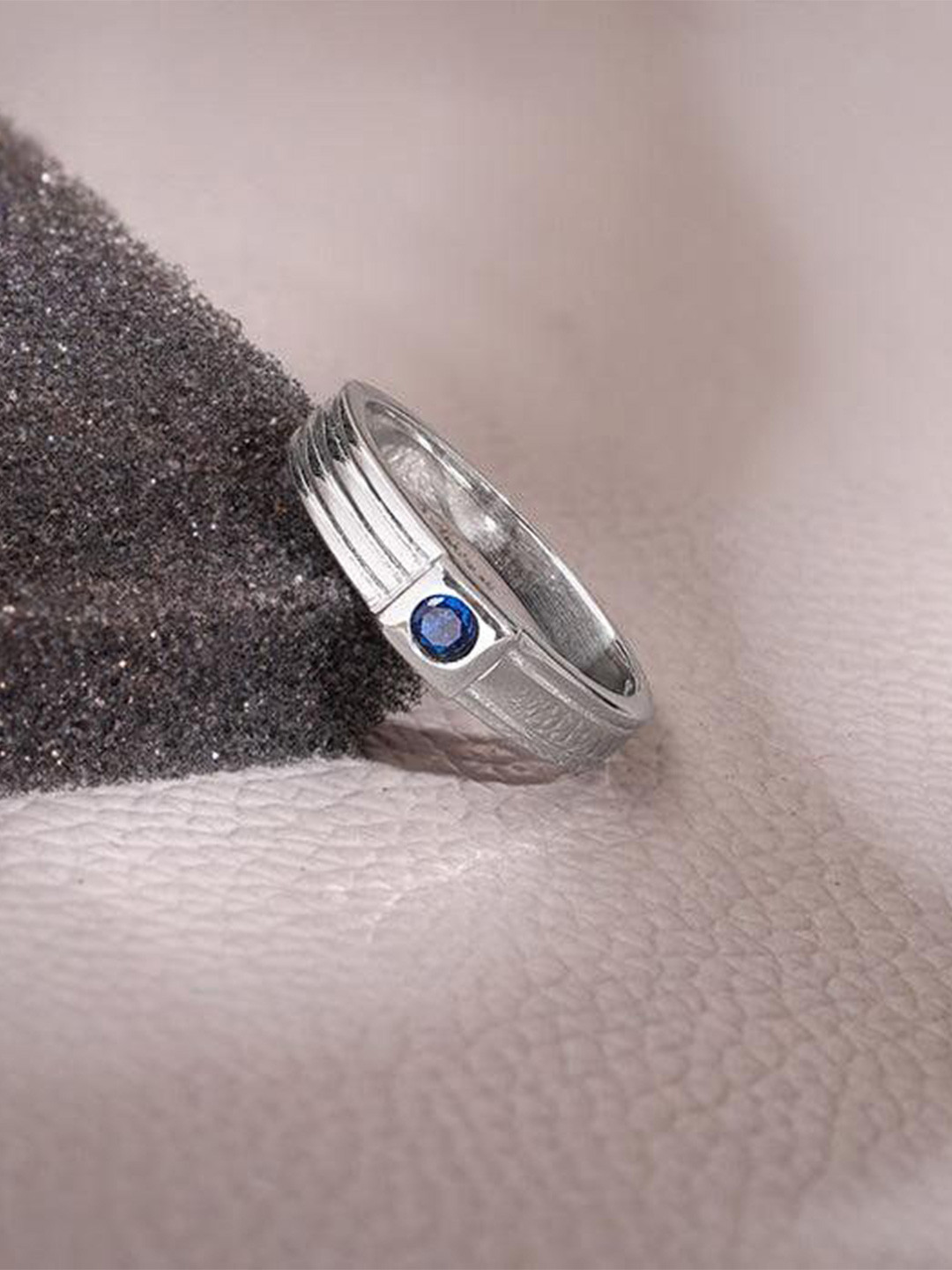 GIVA Silver Men Blue Horizon Ring