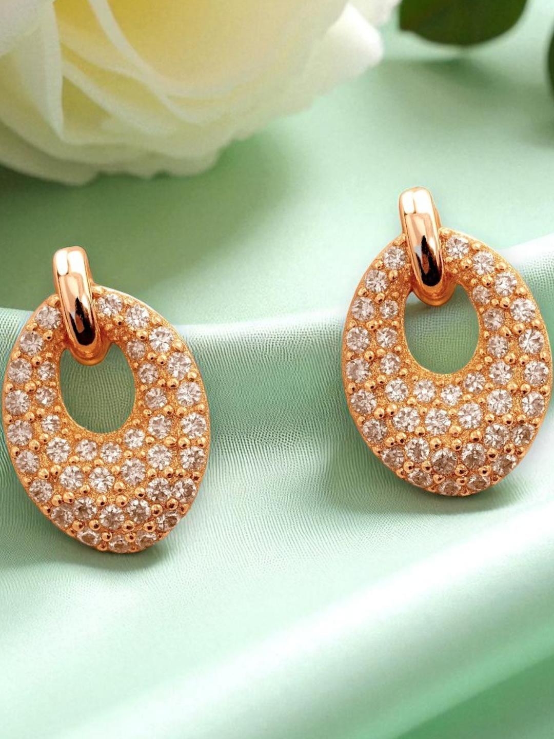 AccessHer Gold Plated Oval Stud Earrings