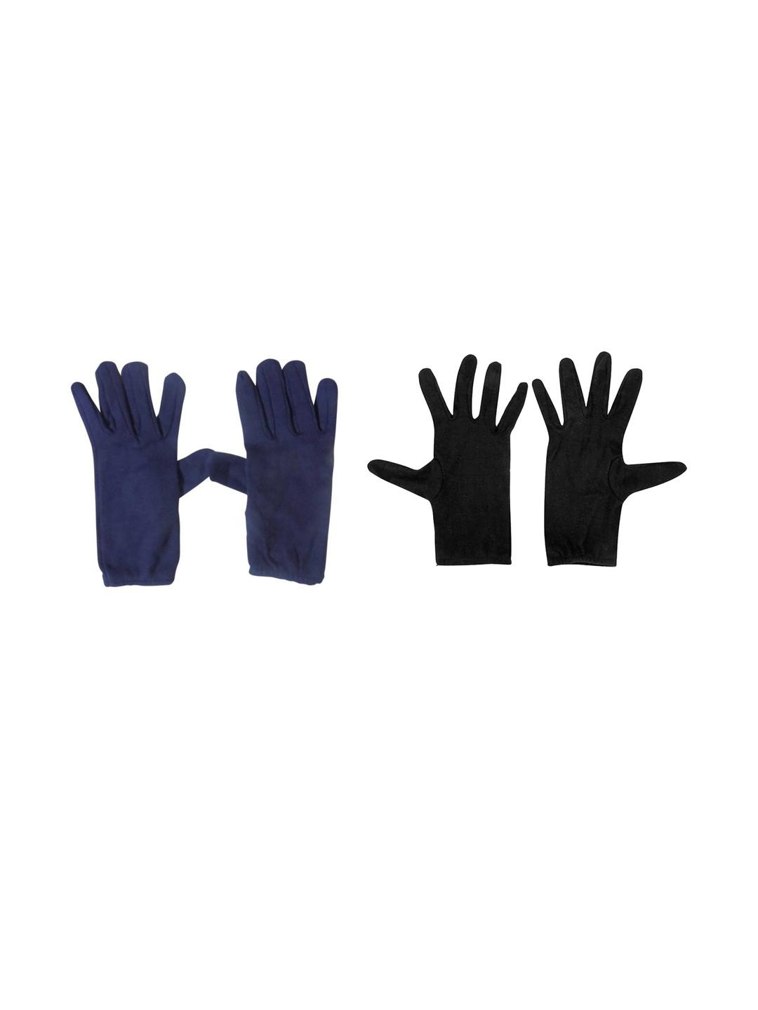 Navkar Crafts Unisex Set Of 2 Black & Blue Half Hand Cotton Riding Gloves