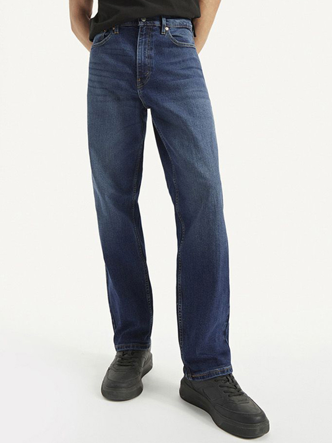Levis Men Straight Fit High-Rise Low Distress Light Fade Jeans