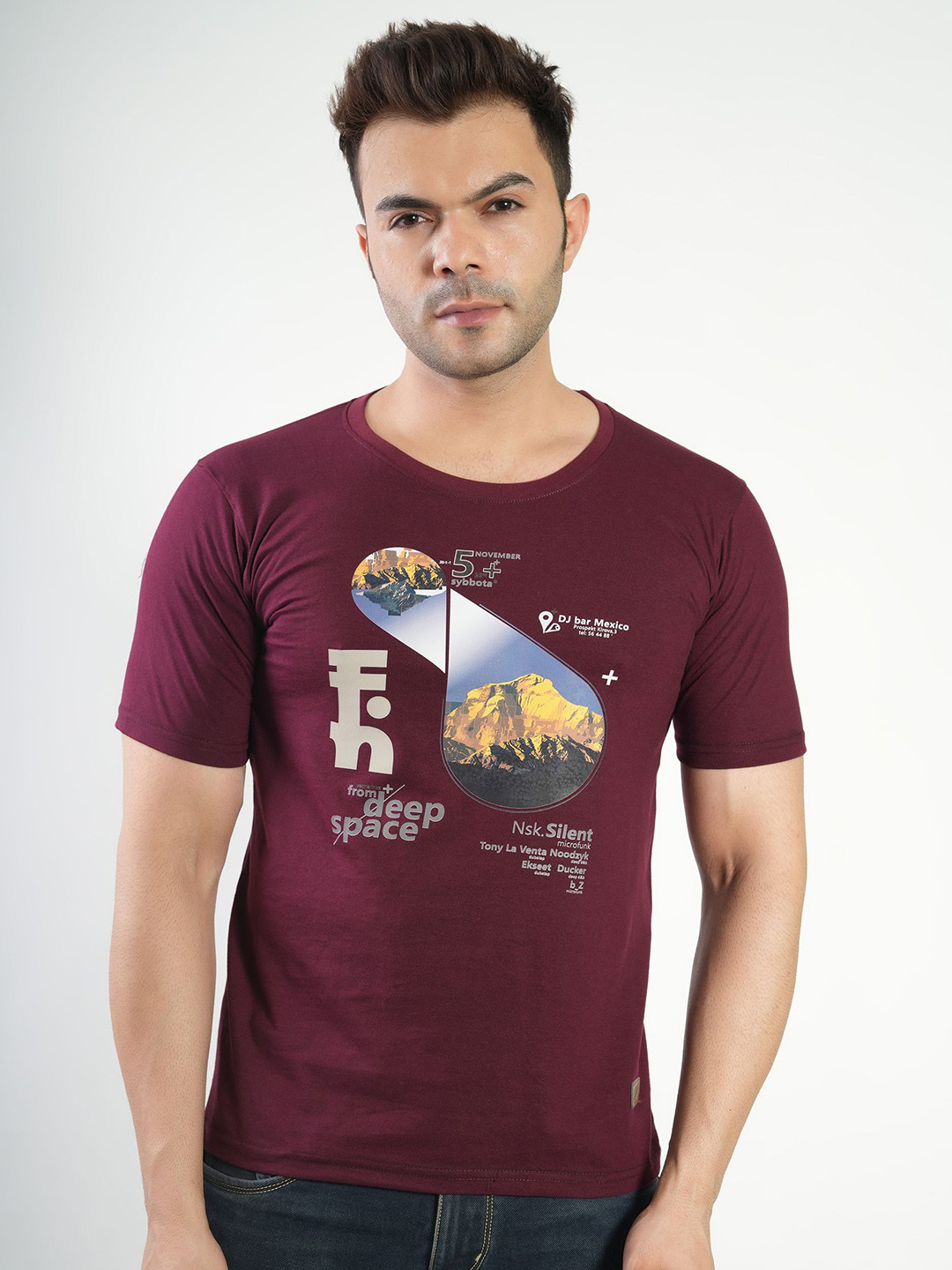 John Peters Graphic Printed Round Neck Bio Finish T-shirt