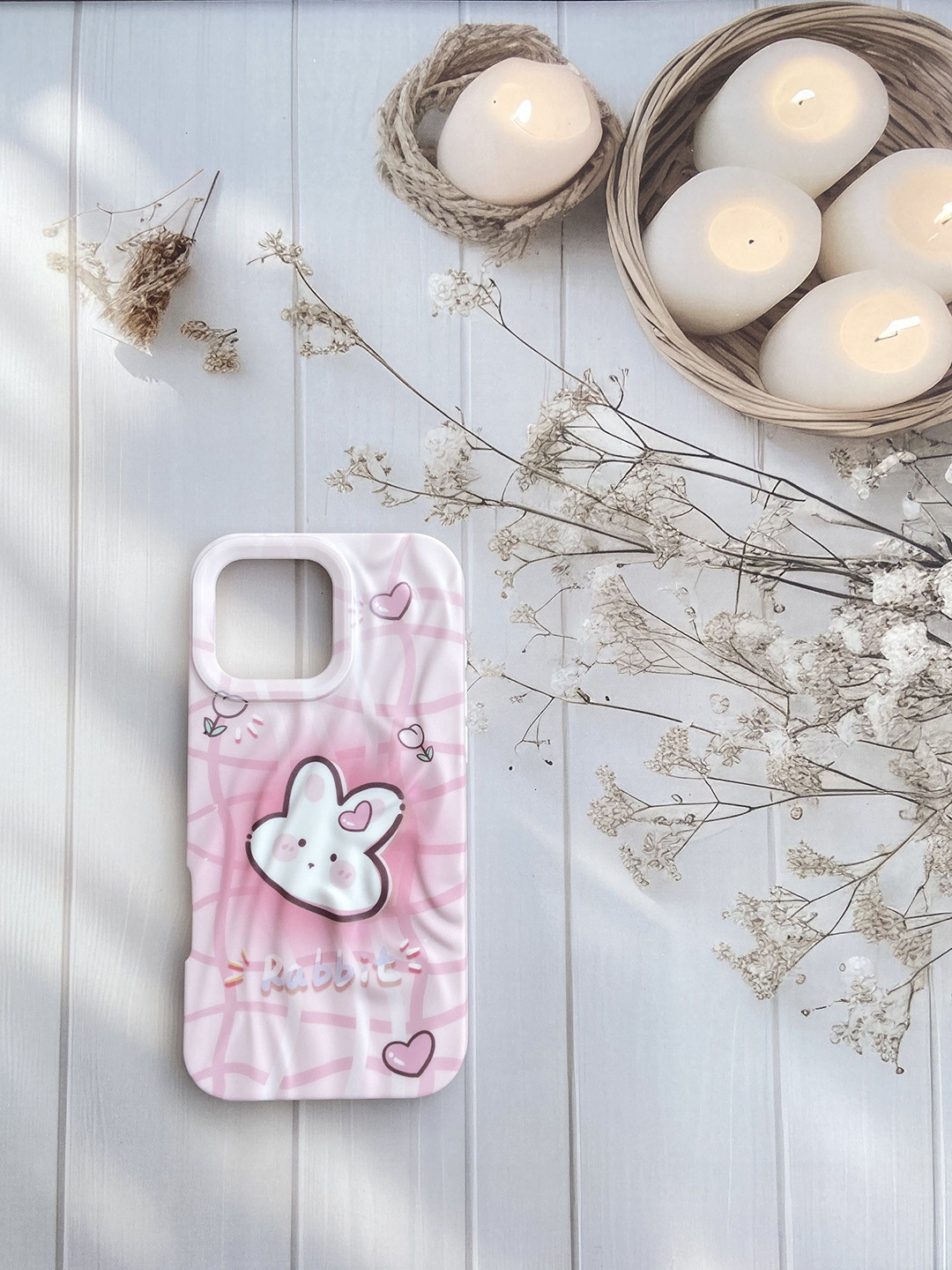 CASE CREATION Women 3D Pink Rabbit Bunny Printed Impact Resistant iPhone 13 Back Case