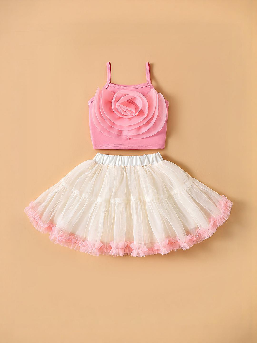 Hopscotch Girls Rose 2 Pieces Solid Clothing Set