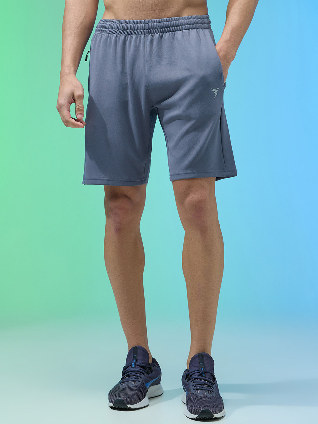 Technosport Solid Slim Fit Sports Active Running Gym Shorts with Techno Dry