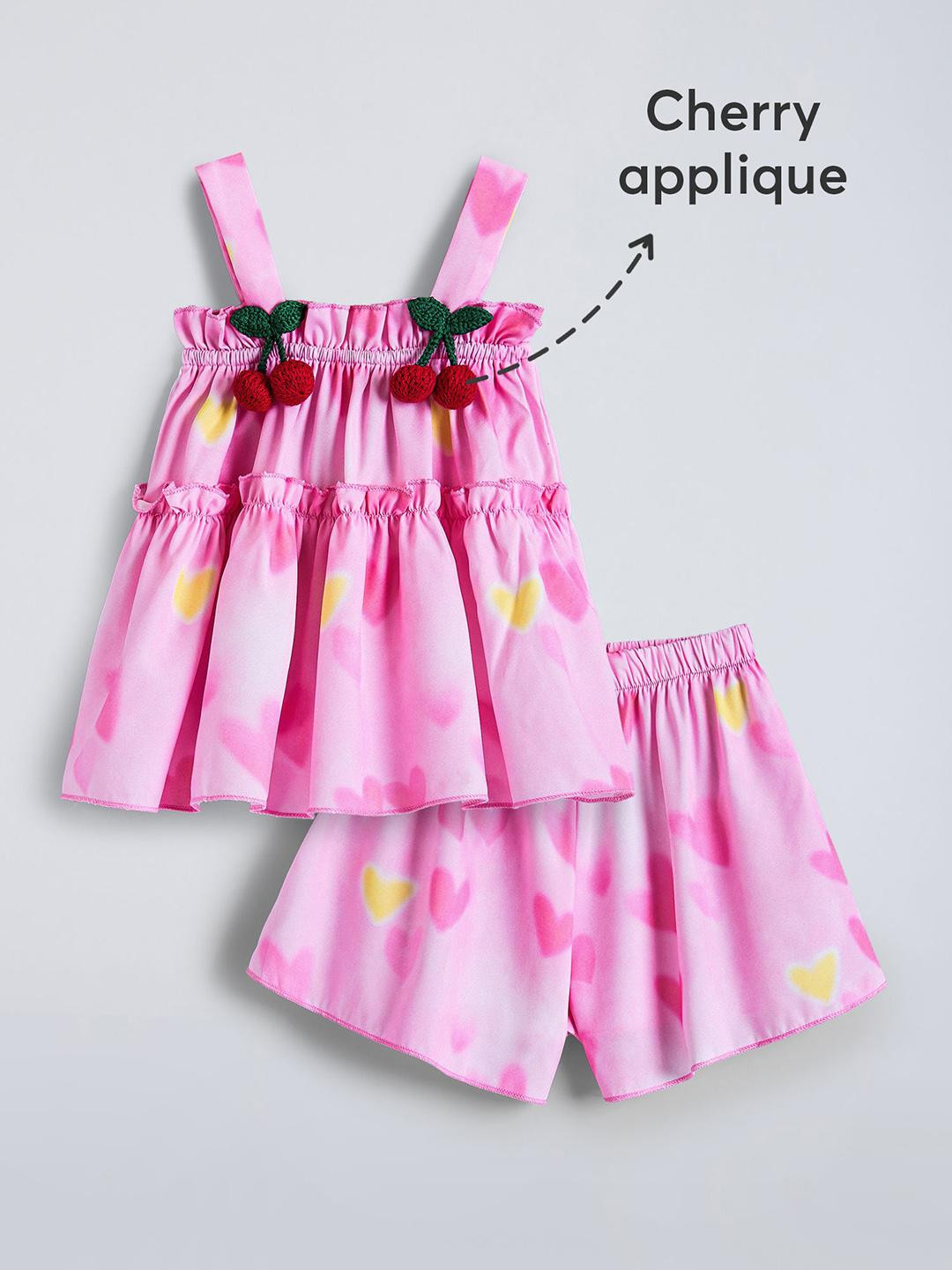 2-Pc Heart Motif Shorts Set