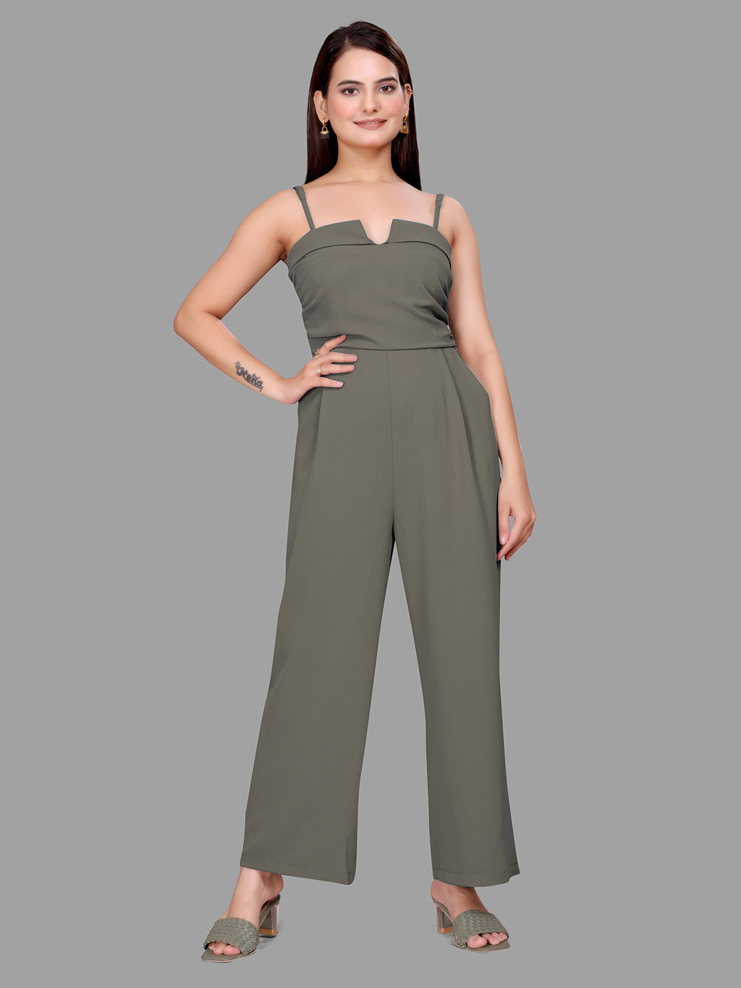 Madborn Creation Women Wide Leg Jumpsuit with Shoulder Straps