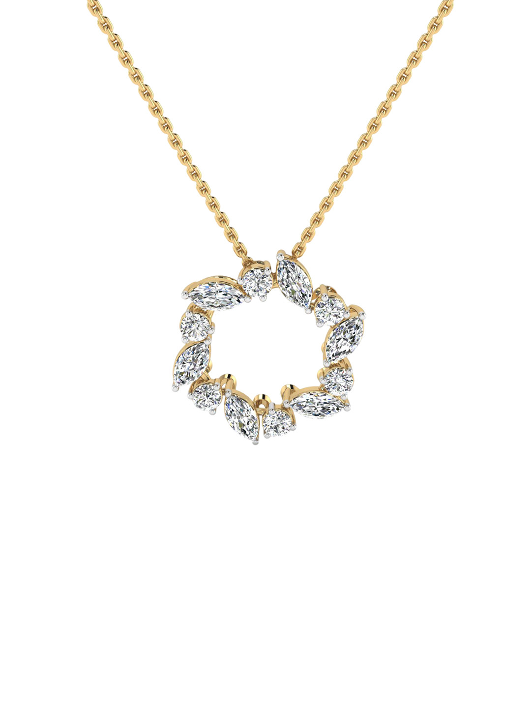 SHINE ETERNAL 18K Yellow Gold Lab Grown Diamond Celestial Circle Pendant-1.933g