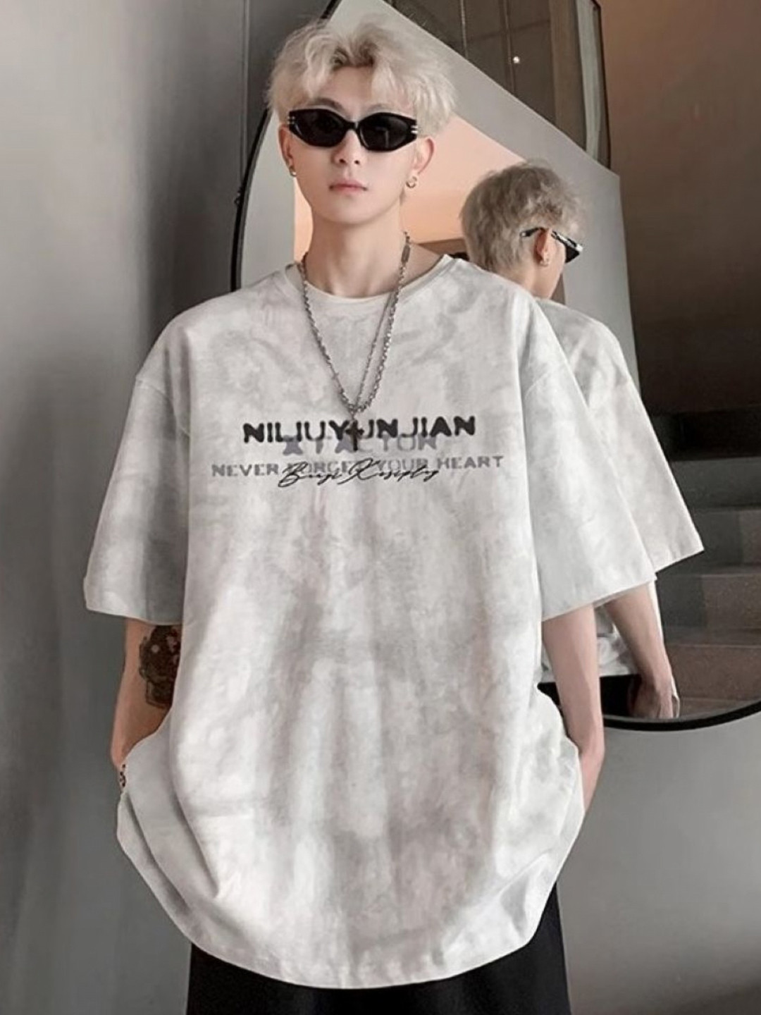 StyleCast Men Oversized Washed Effect Longline T-shirt