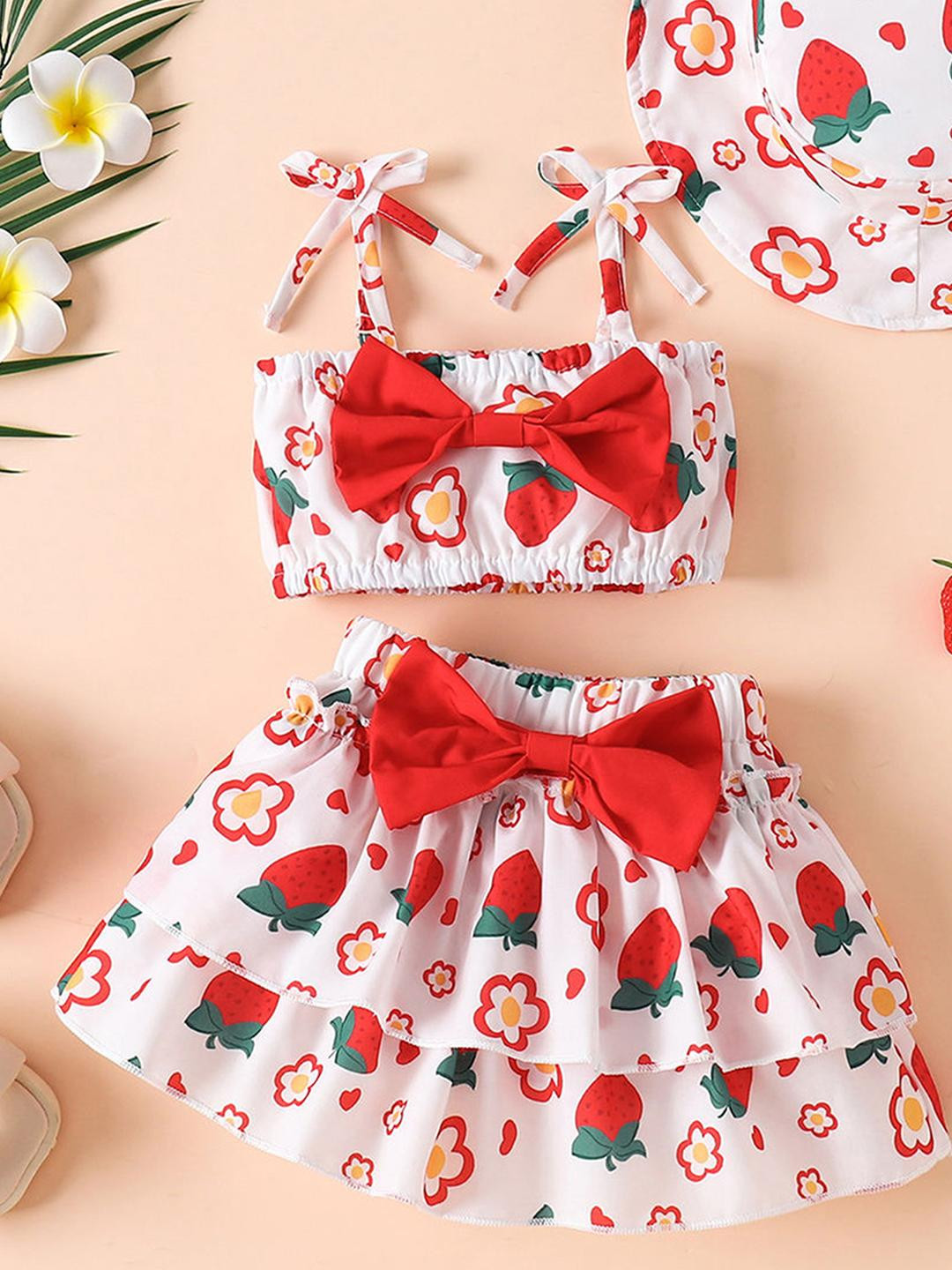 2-Pc Bow Applique Cami & Skirt