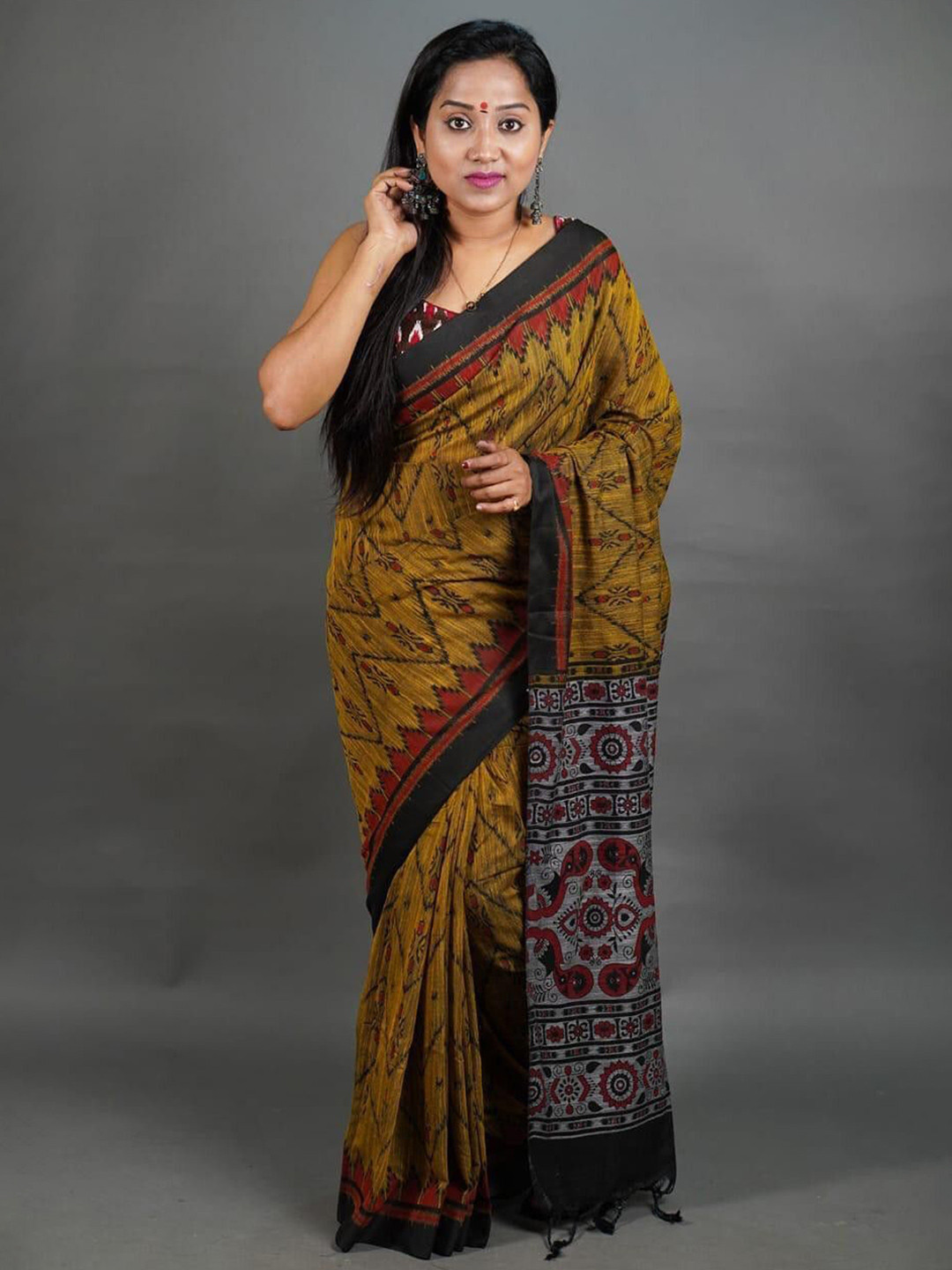 Saree star Ethnic Motifs Pure Cotton Handloom Taant Sarees