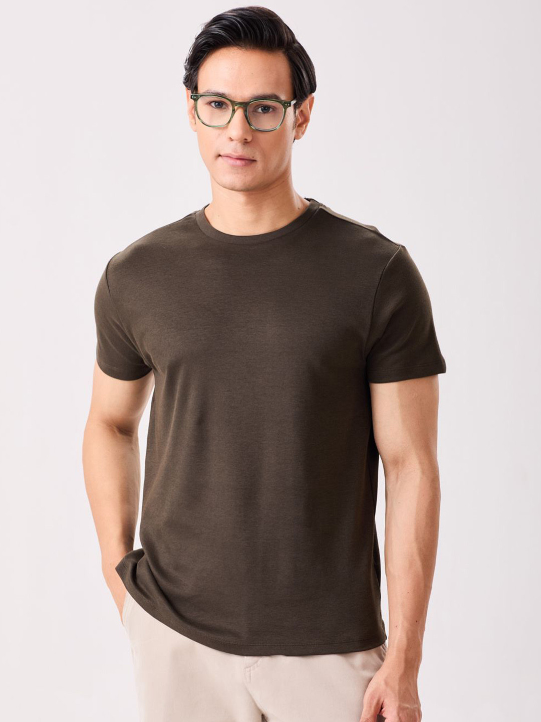 MH&Y Round Neck Short Sleeves Pure Cotton T-shirt