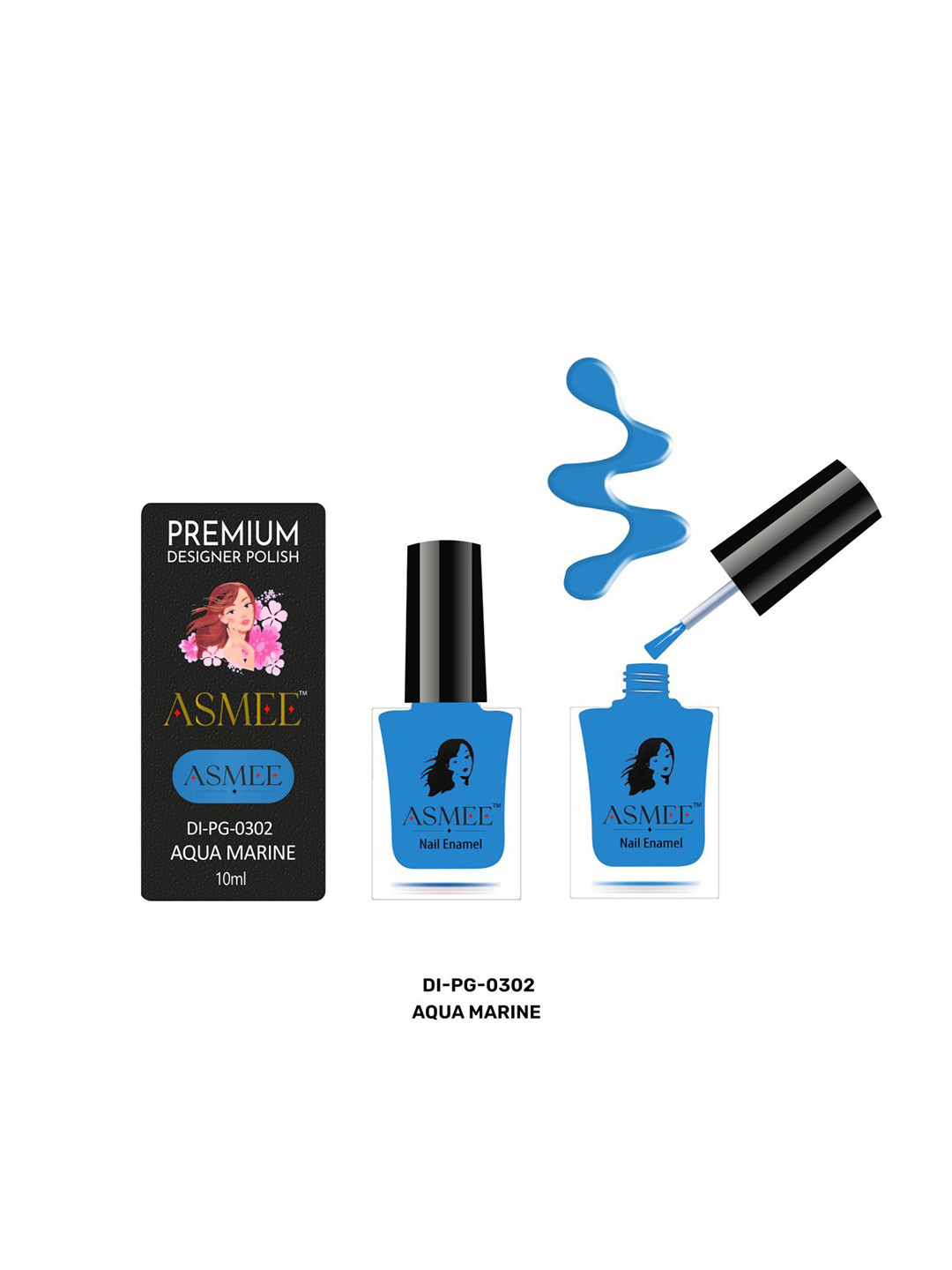 ASMEE Premium Glossy Gel Nail Enamel - 10 ml - Aqua Marine DI-PG-0302
