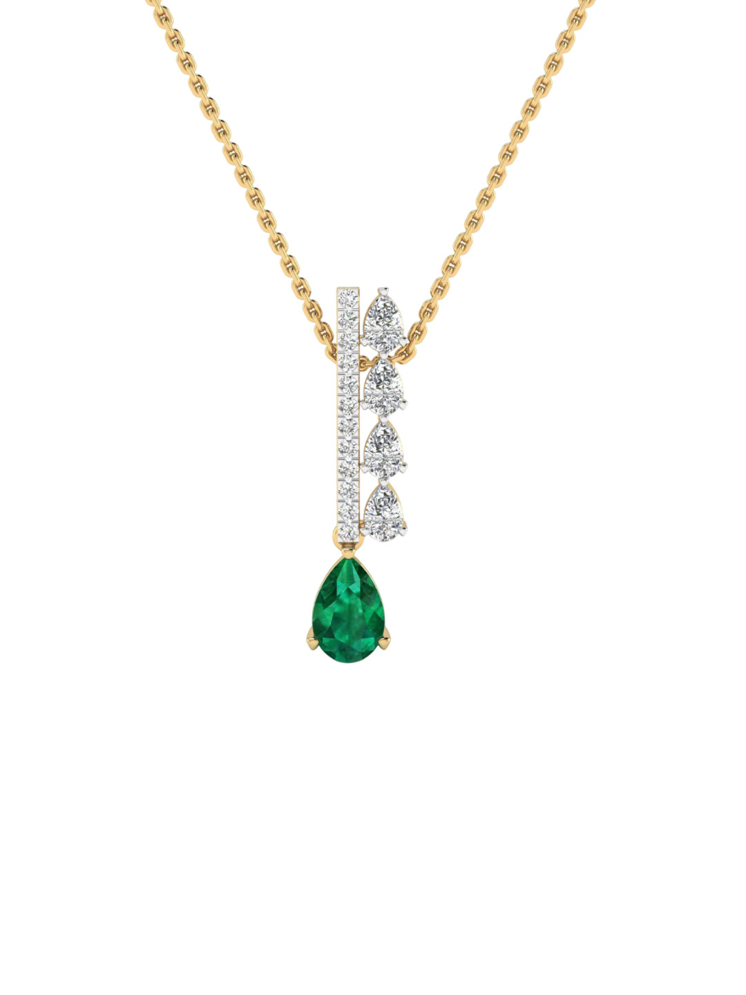 SHINE ETERNAL 14K Yellow Gold Lab Grown Diamond Emerald Scarlet Grace Pendant-1.2g