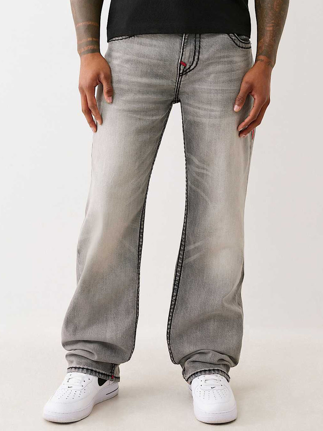 True Religion Men Cotton Mid-Rise Heavy Fade BILLY Super T Bootcut Jeans