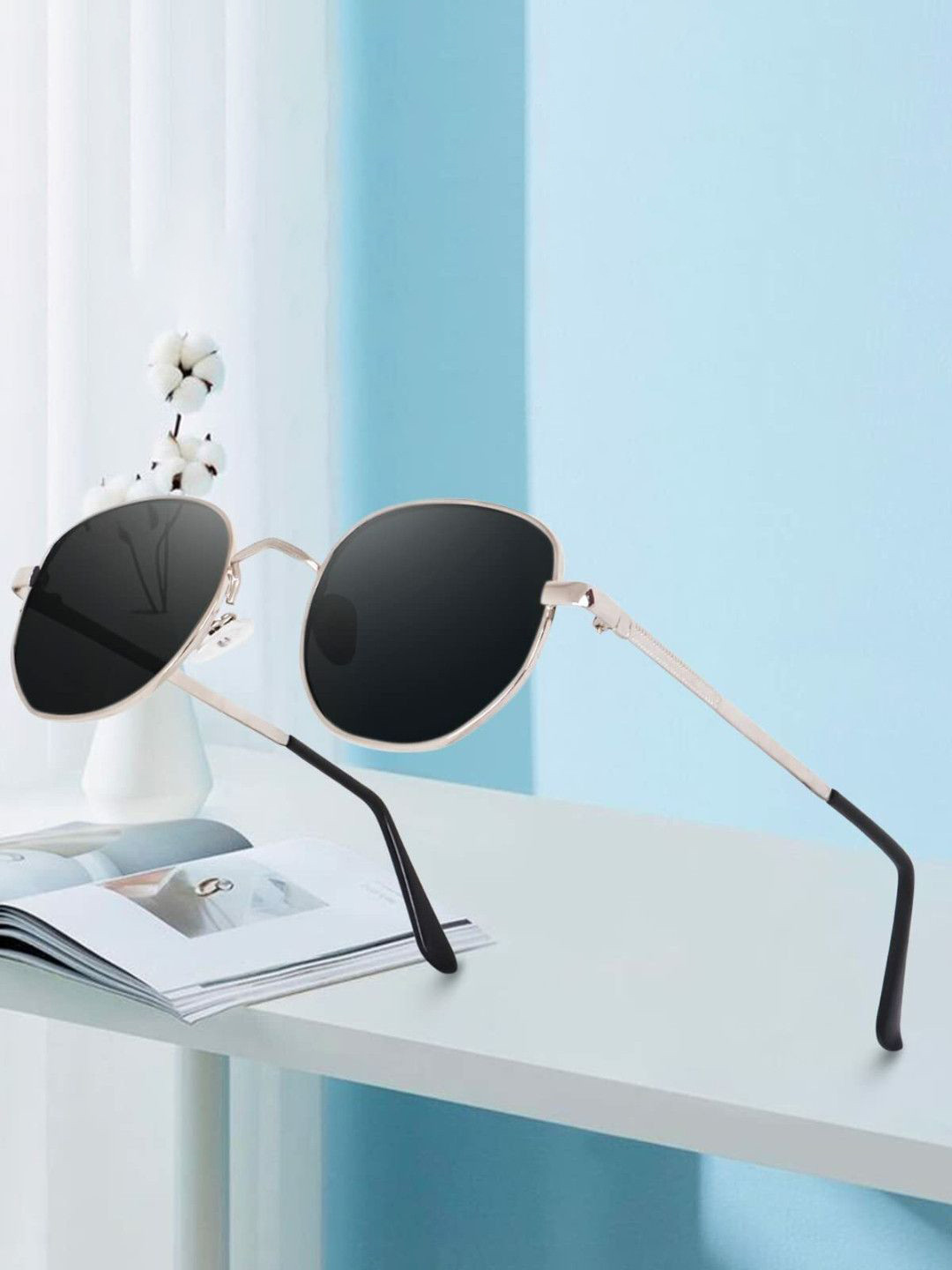 SPADEACES Unisex Aviator Sunglasses with UV Protected Lens SILVER BLACK PATHAN_18