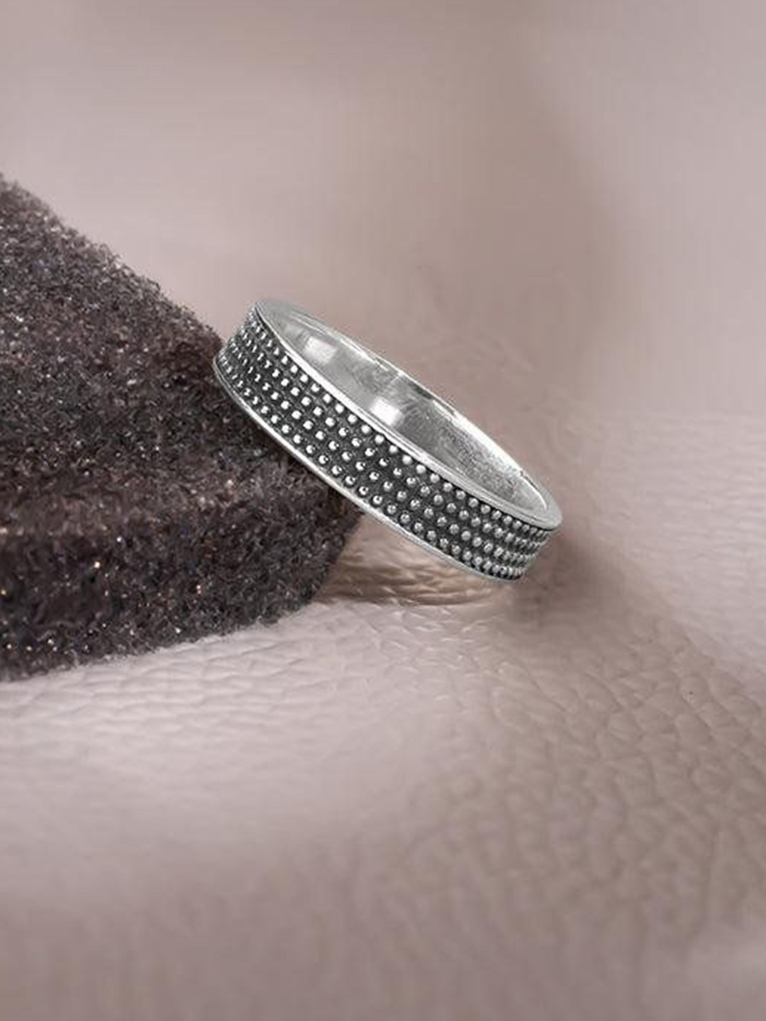 GIVA Men Oxidised Silver Alpha Ring
