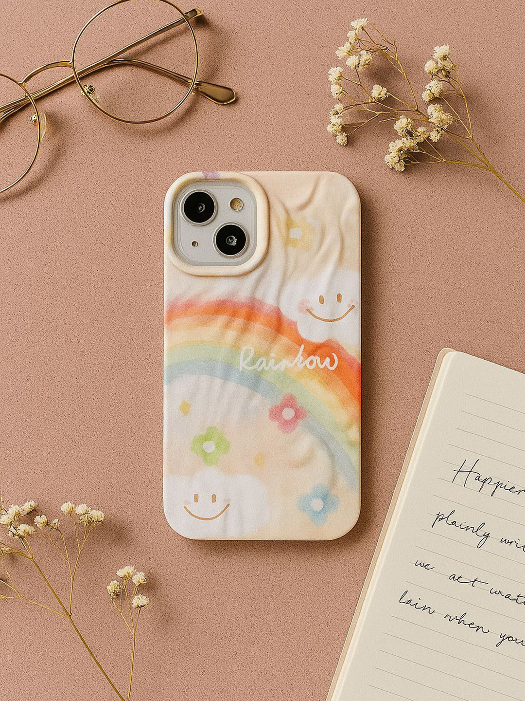 CASE CREATION Women iPhone 14 Impact Resistant 3D Rainbow Wonderful Day Back Case