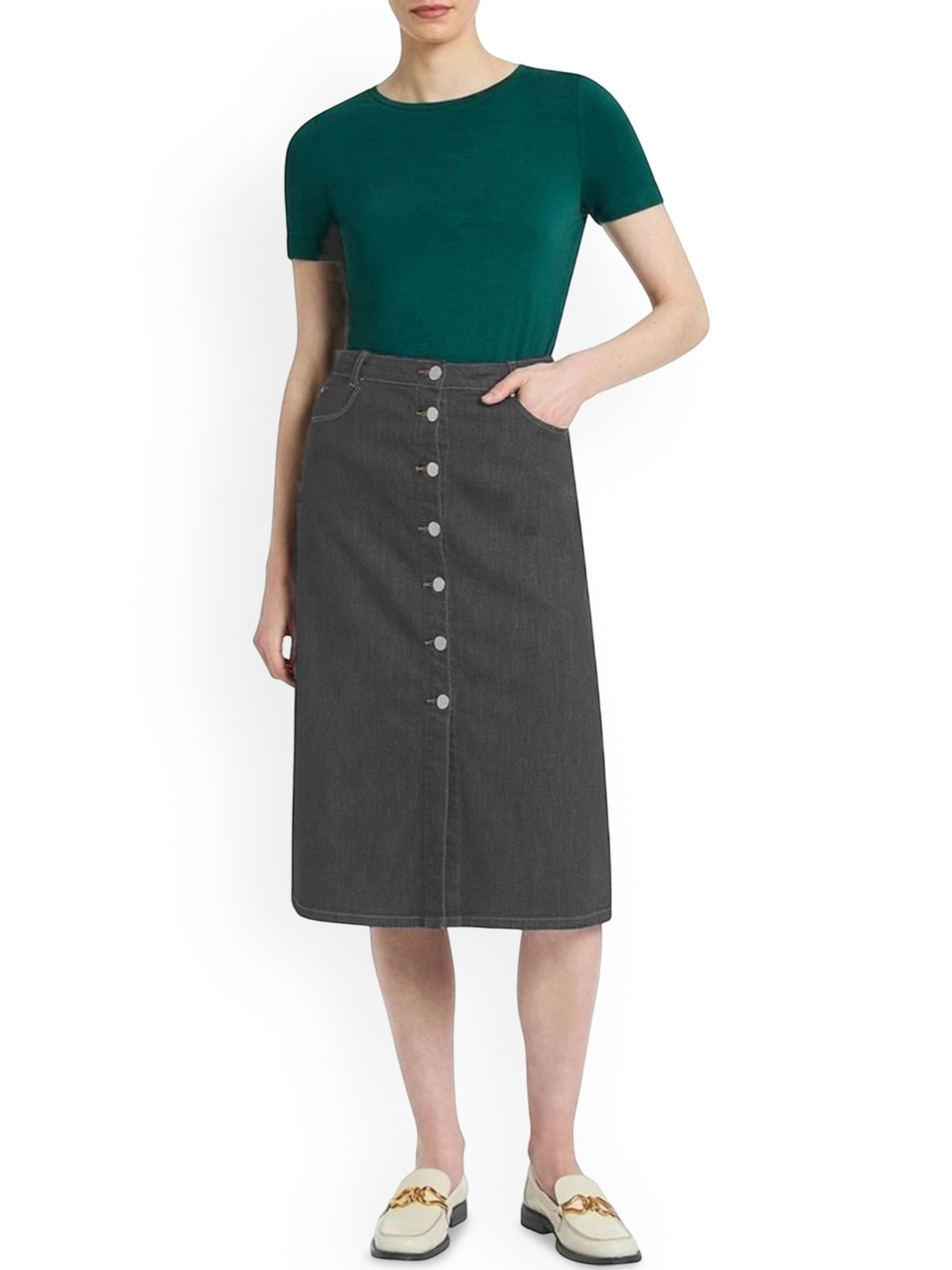 Tripursundari Fashion Women Straight Denim Midi Skirt