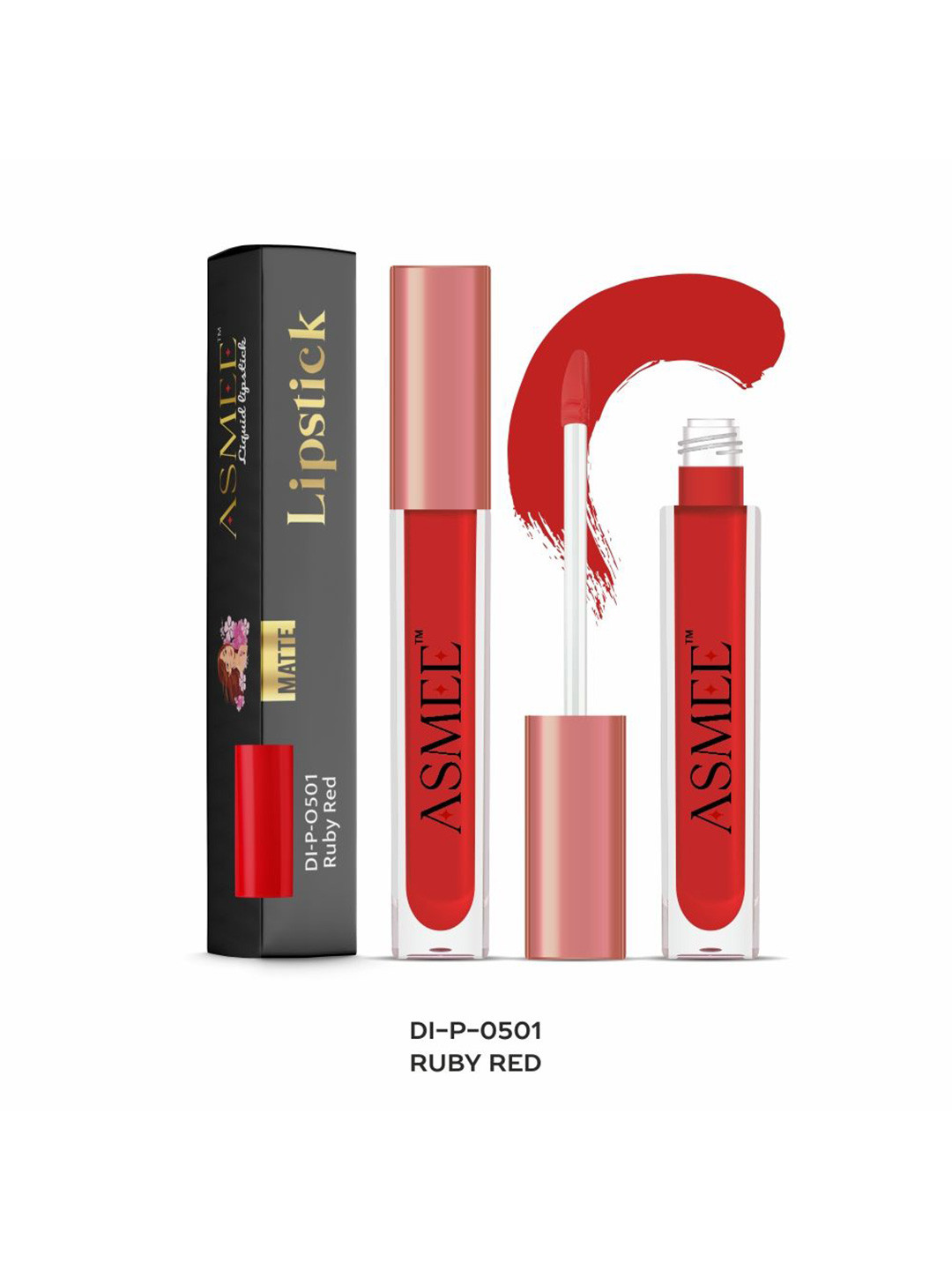 ASMEE Long Lasting Liquid Matte Lipstick - 4 ml - Ruby Red
