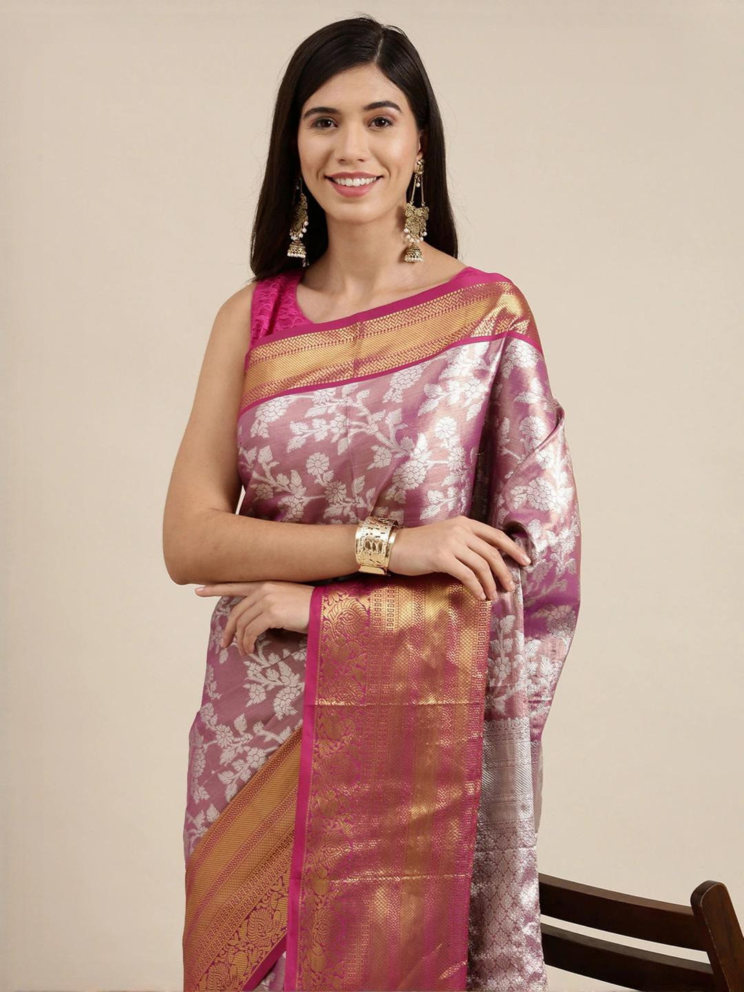 KALINI Purple Tissue Woven Design Sarees