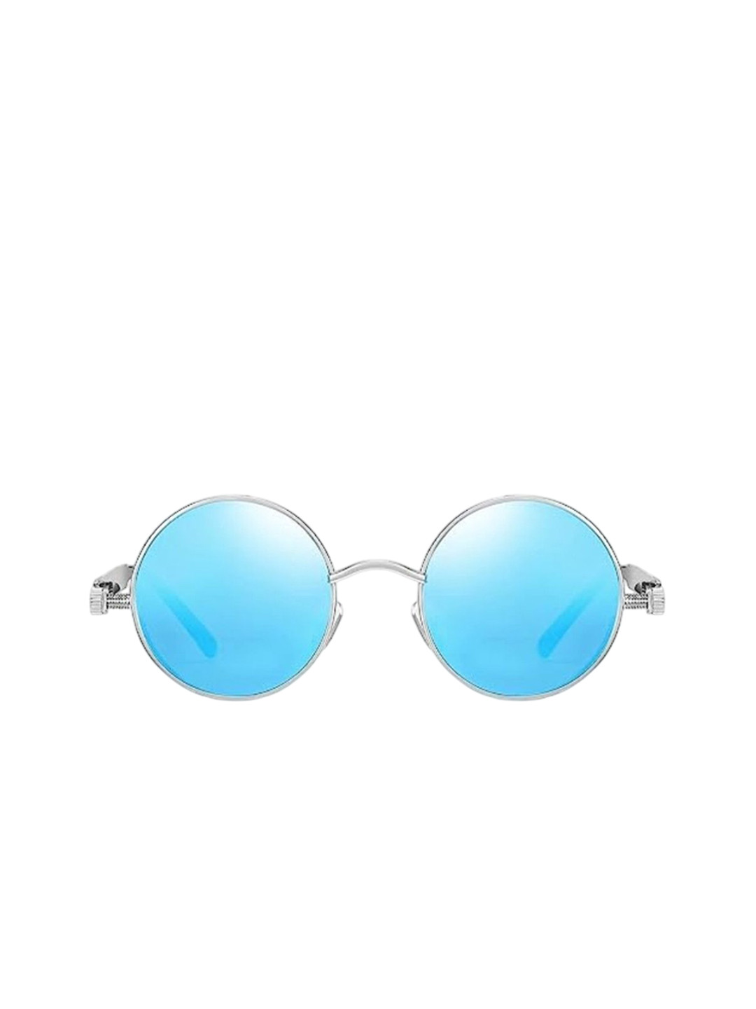 SPADEACES Unisex Round Sunglasses with UV Protected Lens STEAMPUNK SILVER BLUE ROUND