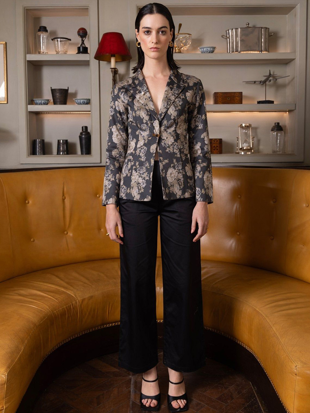 Sage by Mala Women Printed Pure Cotton Blazer With Trousers Jade Garden Co-Ords