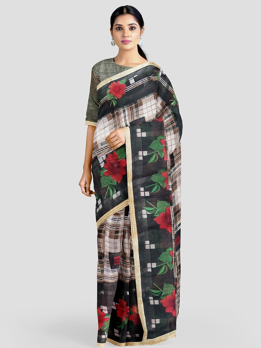 Ruhabs Checked Daily Wear Saree