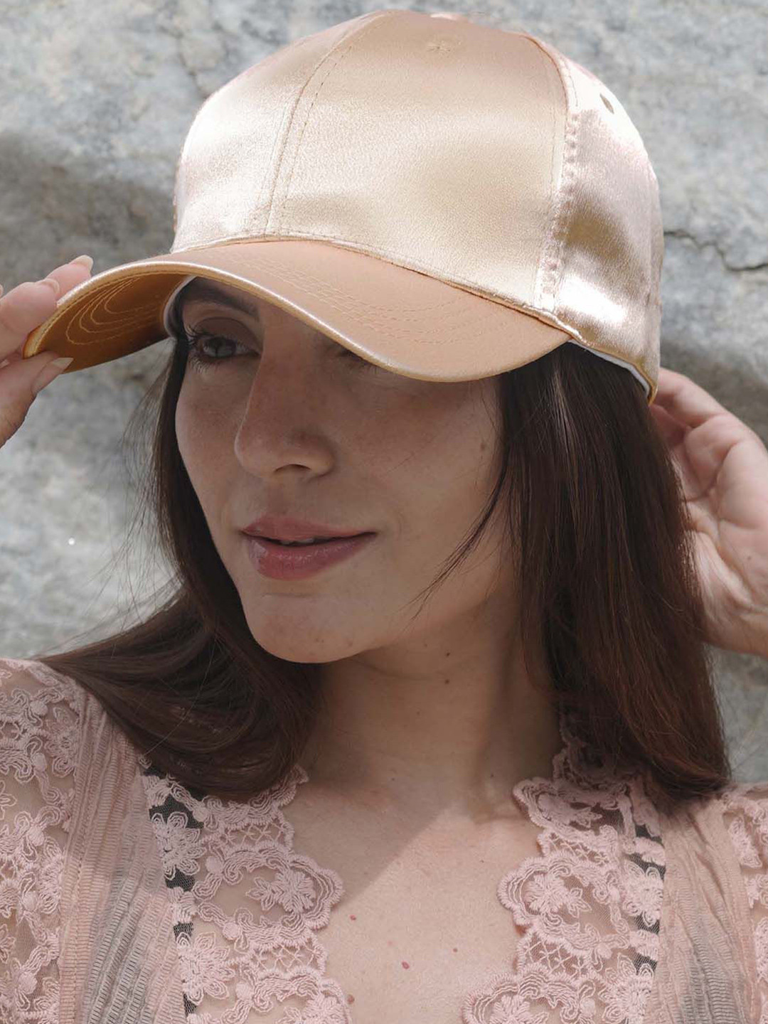 HAIR DRAMA CO. Women Satin Shimmer Baseball Cap