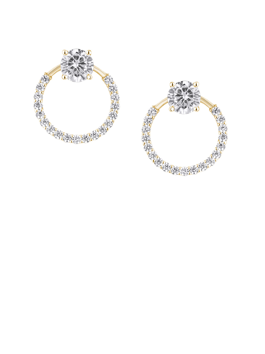 KYMEE 18K Gold Cubic Zirconia Vermeil Circle Sparkle Studs