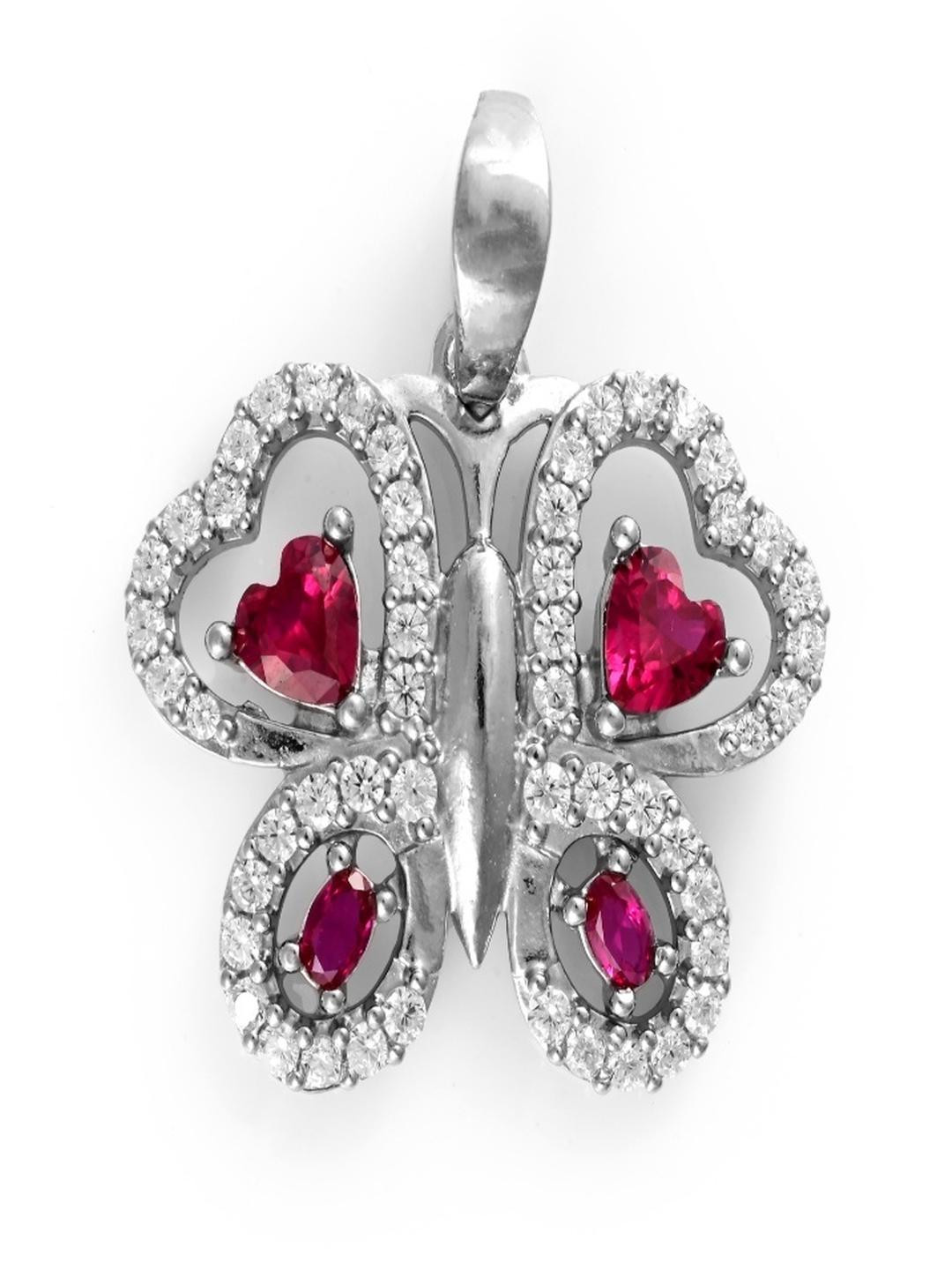 Vinayak Jewellers 925 Sterling Silver The Silver Ruby Butterfly Pendant