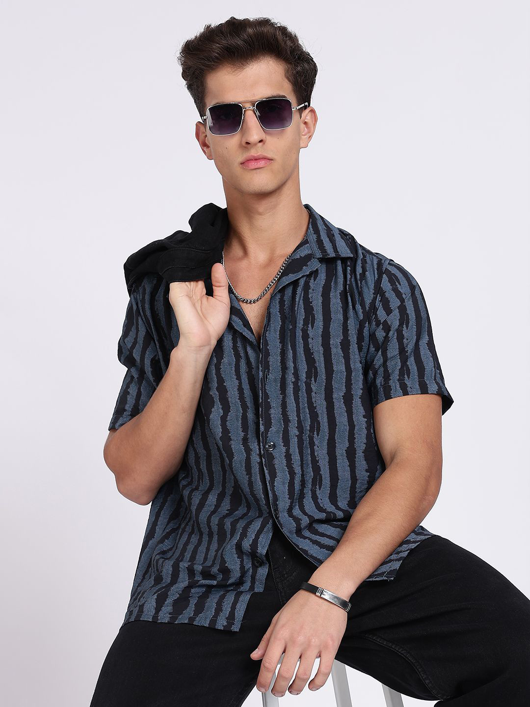 Guns & Sons Comfort Abstract Printed Cuban Collar Casual Shirt