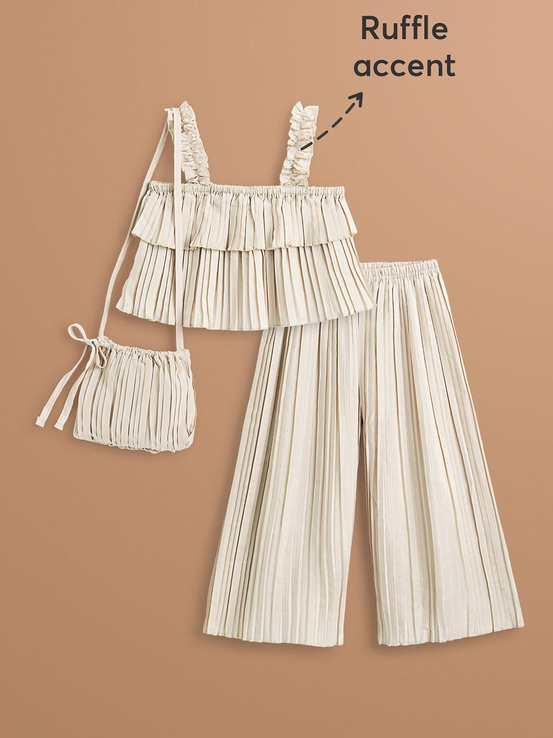 2-Pc Textured Blouse & Pants