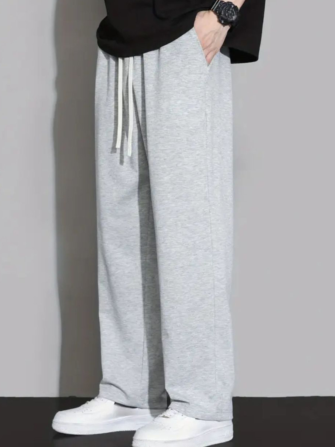 Povaxpo Men Baggy-Fit Mid-Rise Track Pants