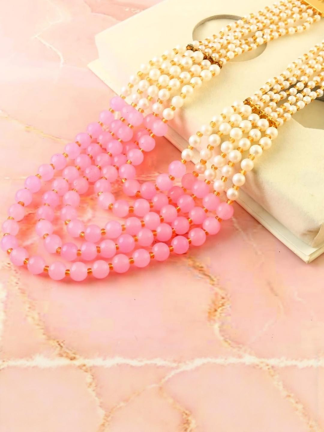 Grace Collections Women Pink Pearl Lagoon Necklace