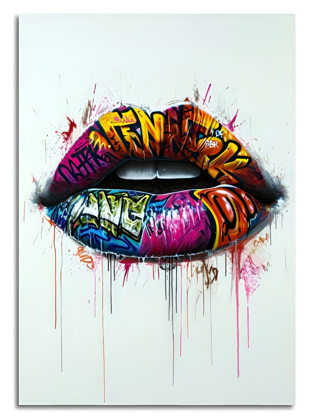 Craftnest creations White & Pink Pop Art Single Piece Canvas Abstract Wall Paintings