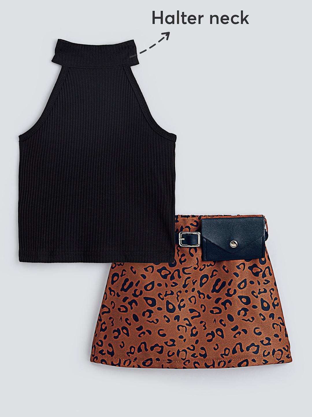 Leopard Print Halter Skirt Set
