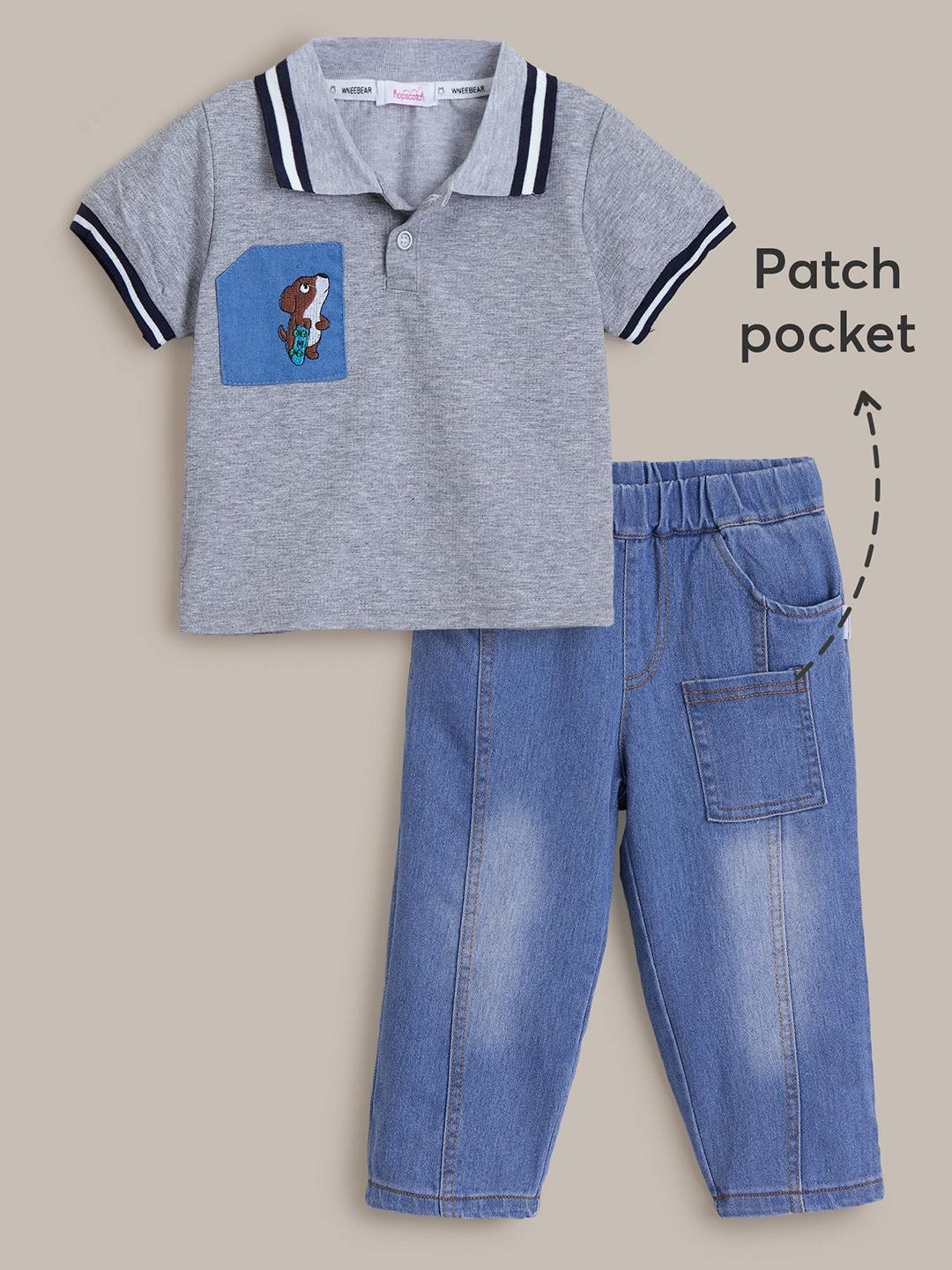 2-Pc Polo T-shirt & Denim Jeans